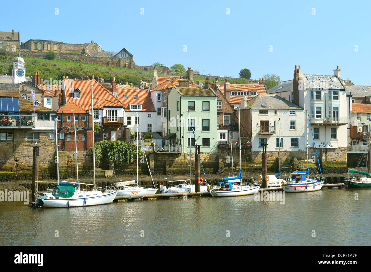 Yachts in Whitby Harbour a seaside town in North Yorkshire Stock Photo ...