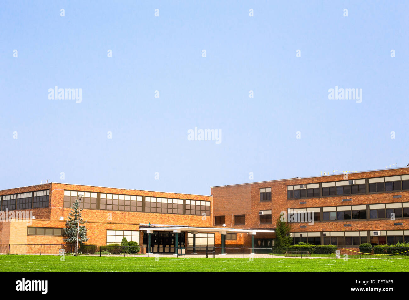 View of typical American school building exterior Stock Photo