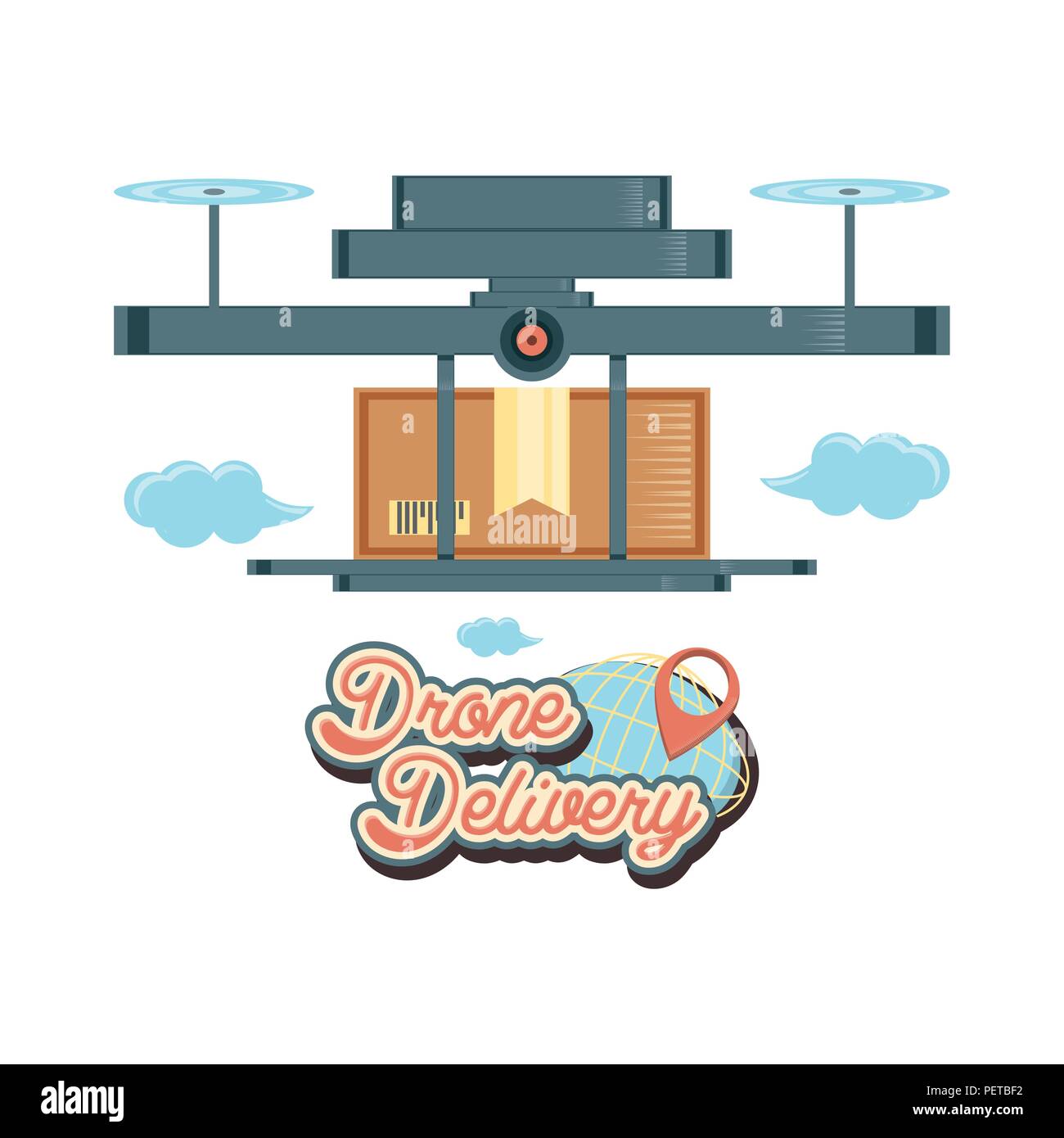 drone delivery service with box vector illustration design Stock Vector ...
