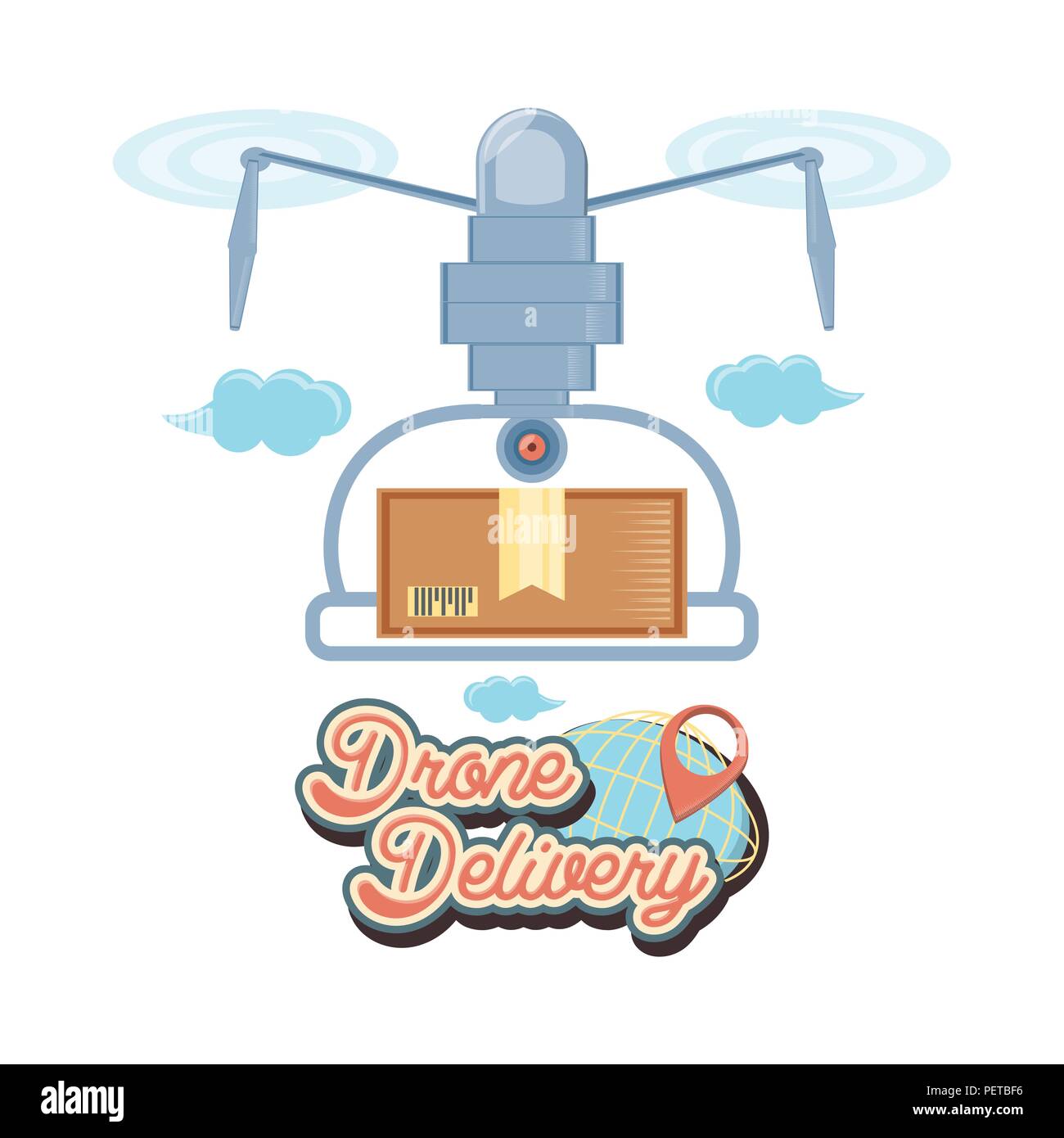 drone delivery service with box vector illustration design Stock Vector ...