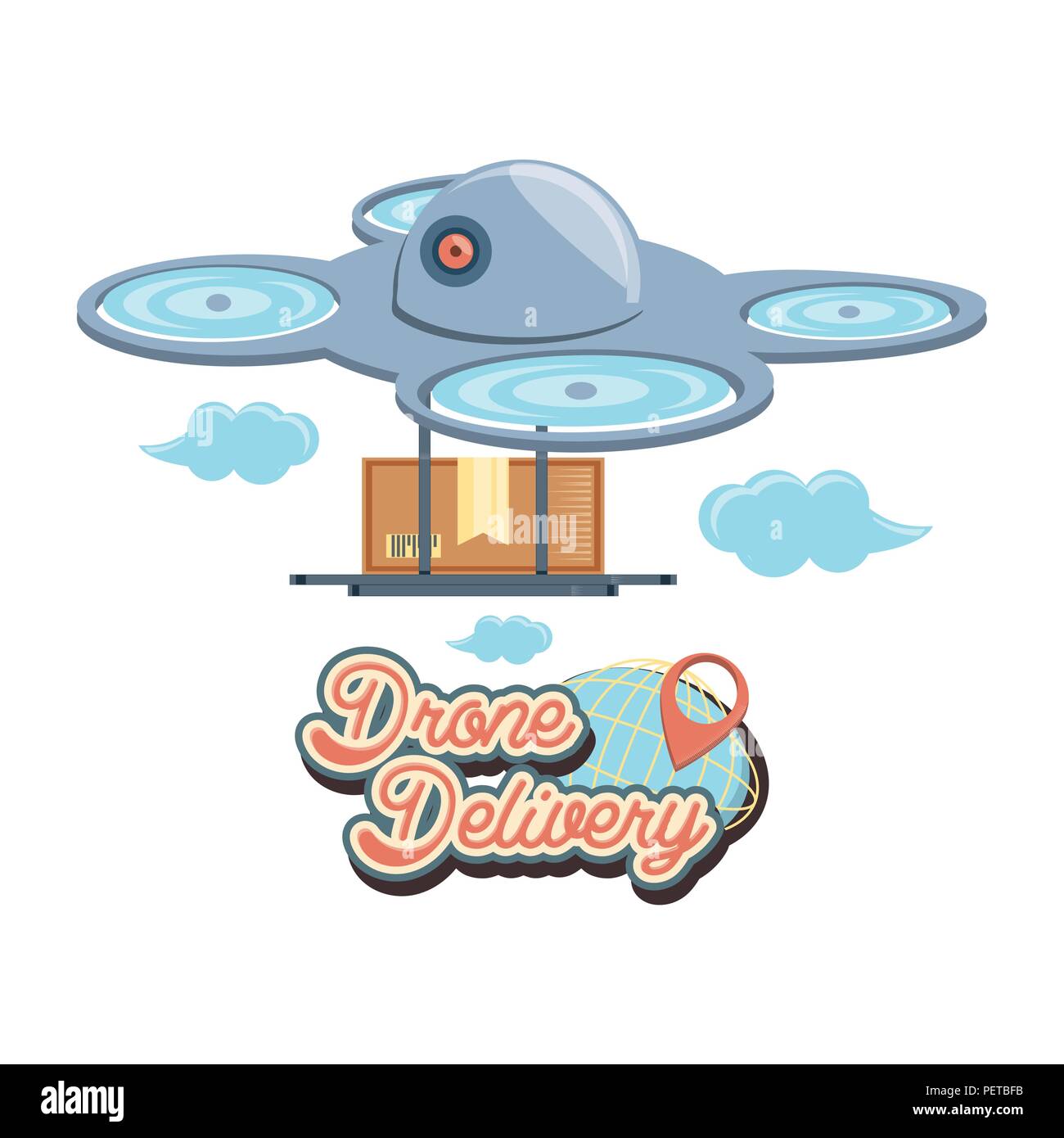 drone delivery service with box vector illustration design Stock Vector ...