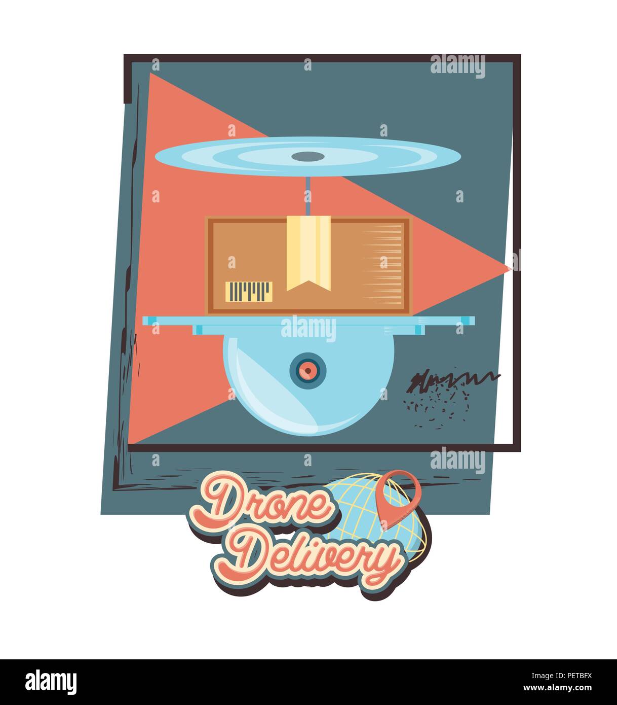 drone delivery service with box vector illustration design Stock Vector ...