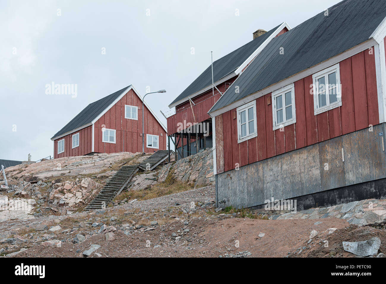 Ittoqqortoormiit, Greenland. Houses of the village Stock Photo