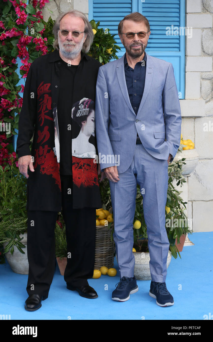 London, UK. 16th July, 2018. Bjorn Ulvaeus and Benny Andersson (ABBA)  attend the UK Premiere of Mamma Mia! Here We Go Again at the Eventim  Apollo in London. (Photo by Fred Duval/SOPA