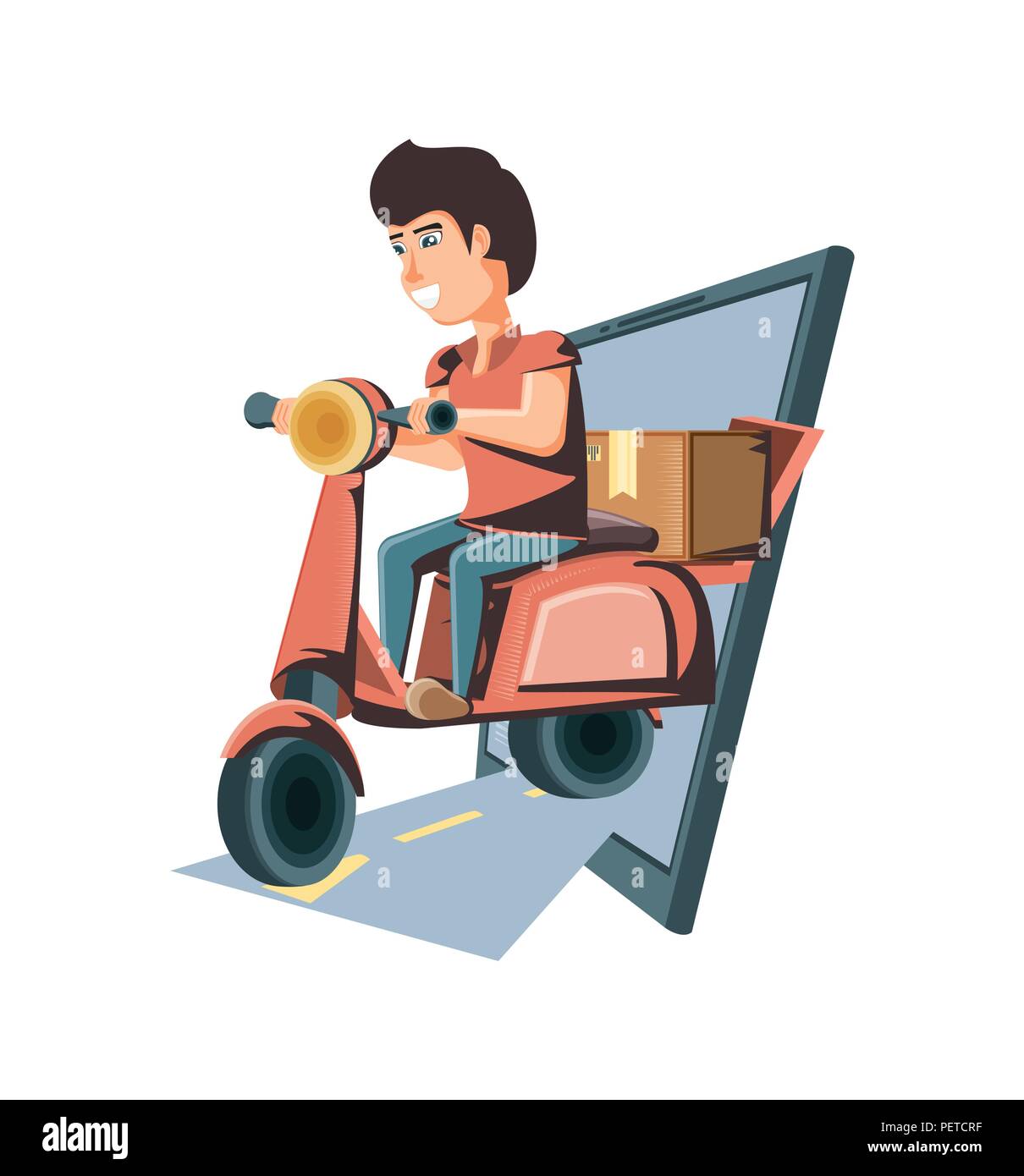 courier delivery service in motorcycle vector illustration design Stock