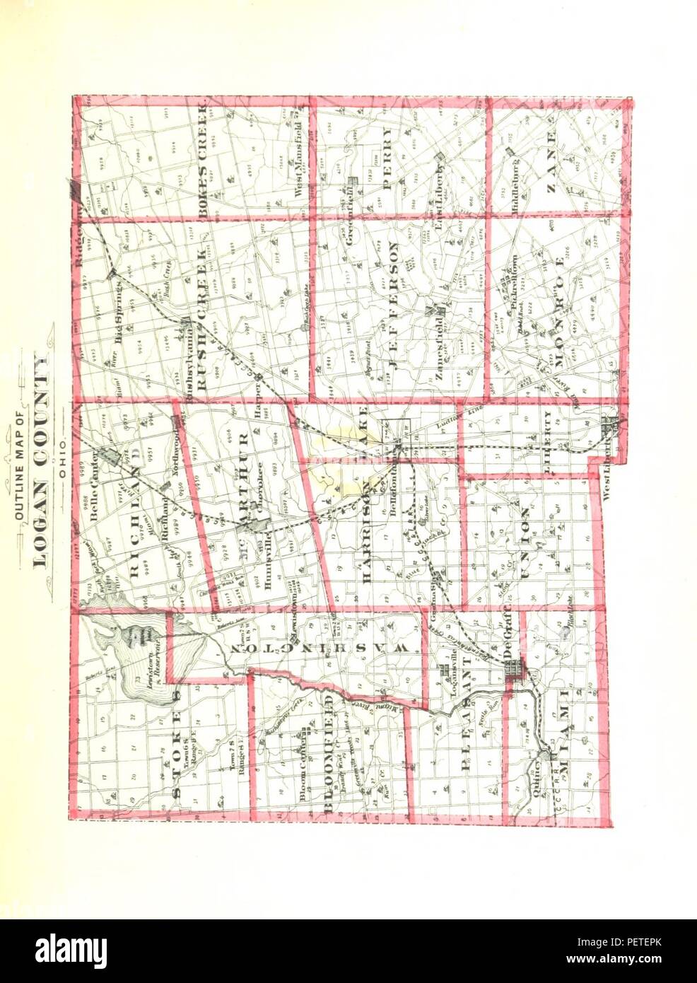 Logan County Ohio Map Historic Archive Image Taken From Page 13 Of 'History Of Logan County And  Ohio ... Illustrated' Stock Photo - Alamy