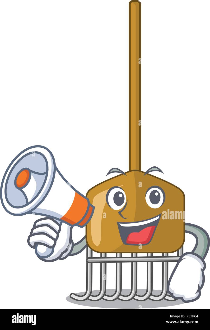 With megaphone rake character cartoon style Stock Vector Image & Art ...