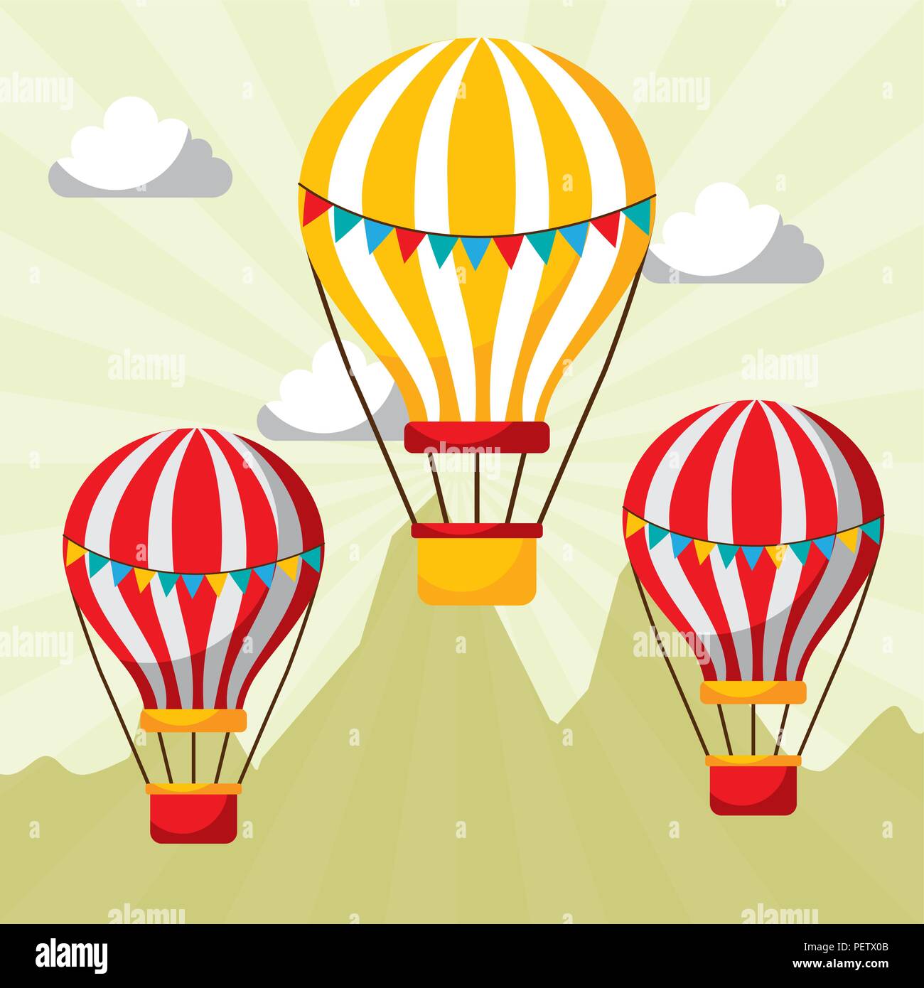 flying hot air balloons carnival fun fair festival Stock Vector Image ...