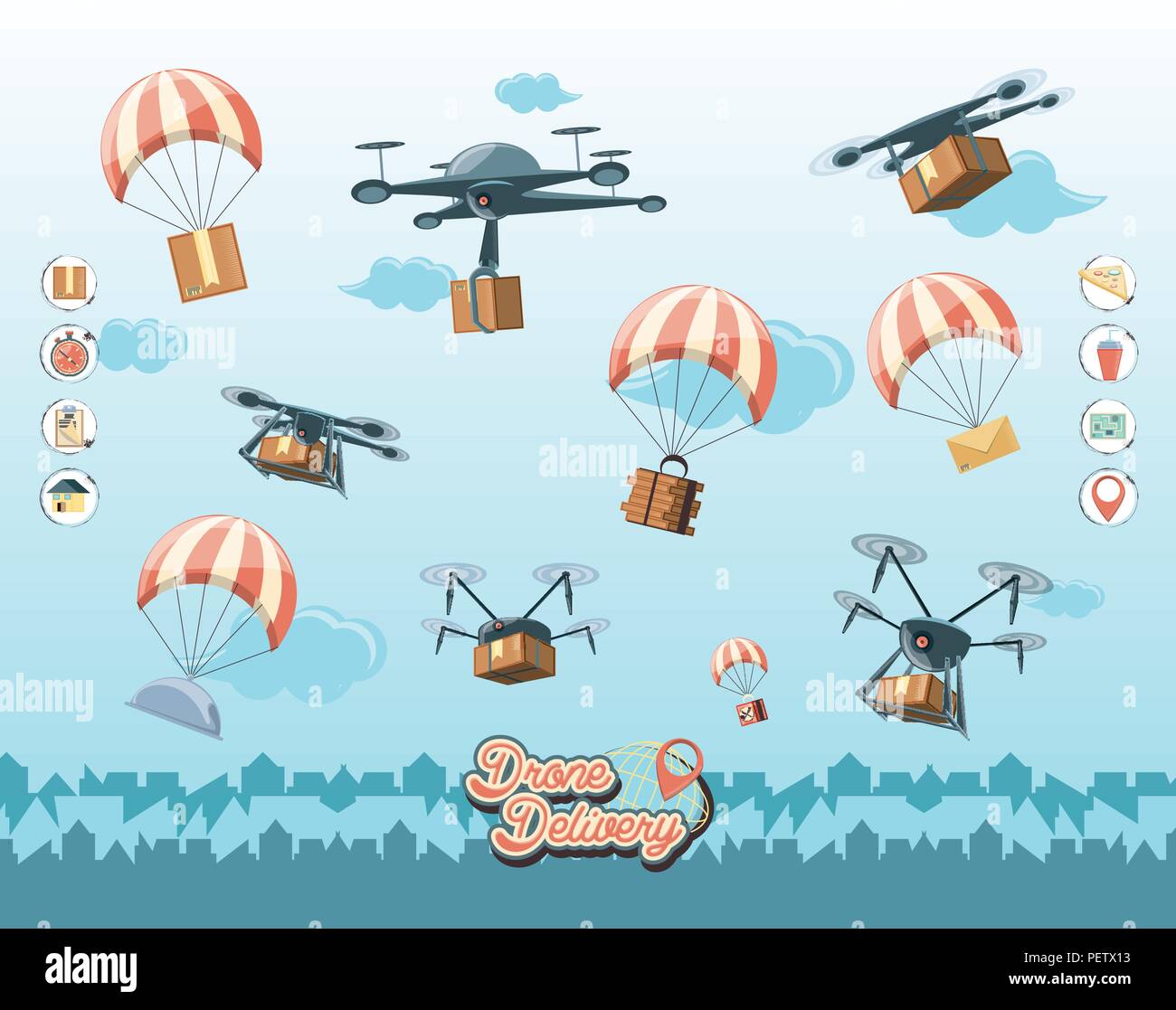 drone service set icons vector illustration design Stock Vector Image ...