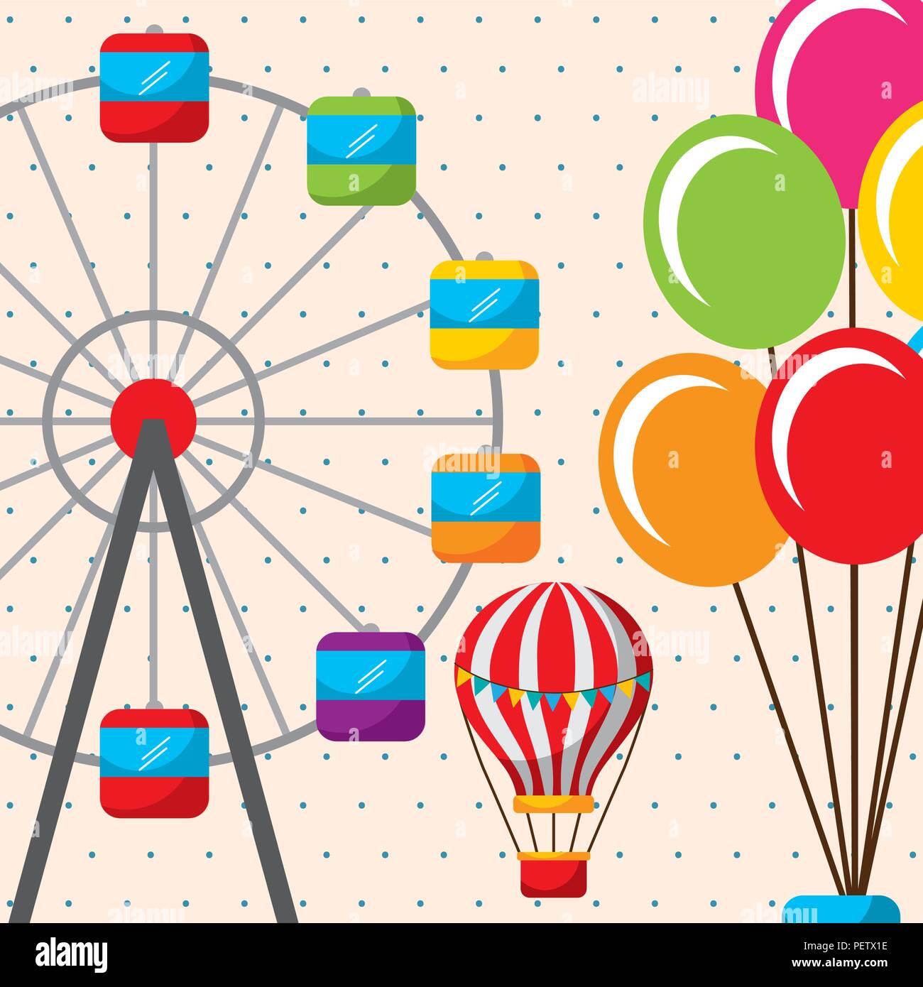 hot air balloon ferris wheel carnival fun fair festival Stock Vector ...