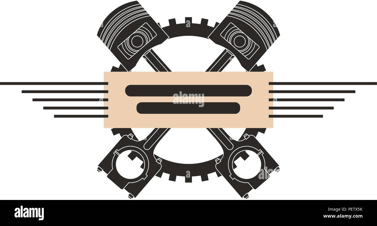 crossed pistons gear engine industry automotive Stock Vector Image