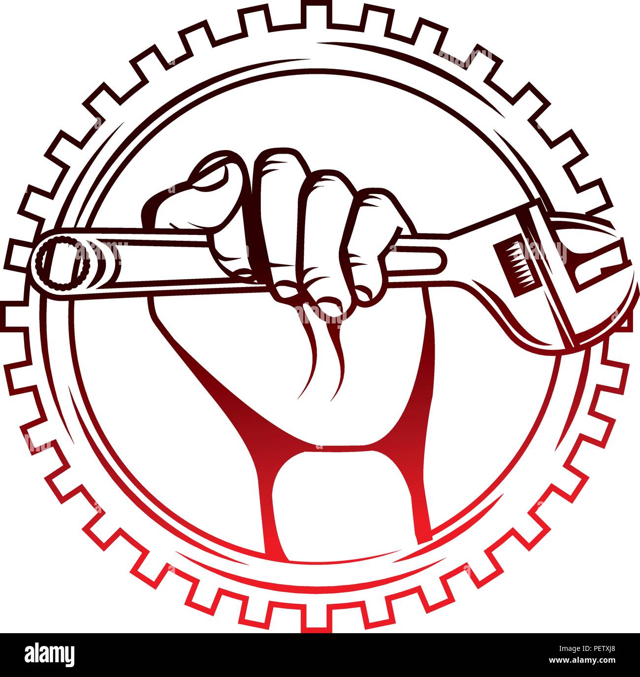 hand holding adjustable wrench tool gear repair Stock Vector Image & Art Alamy