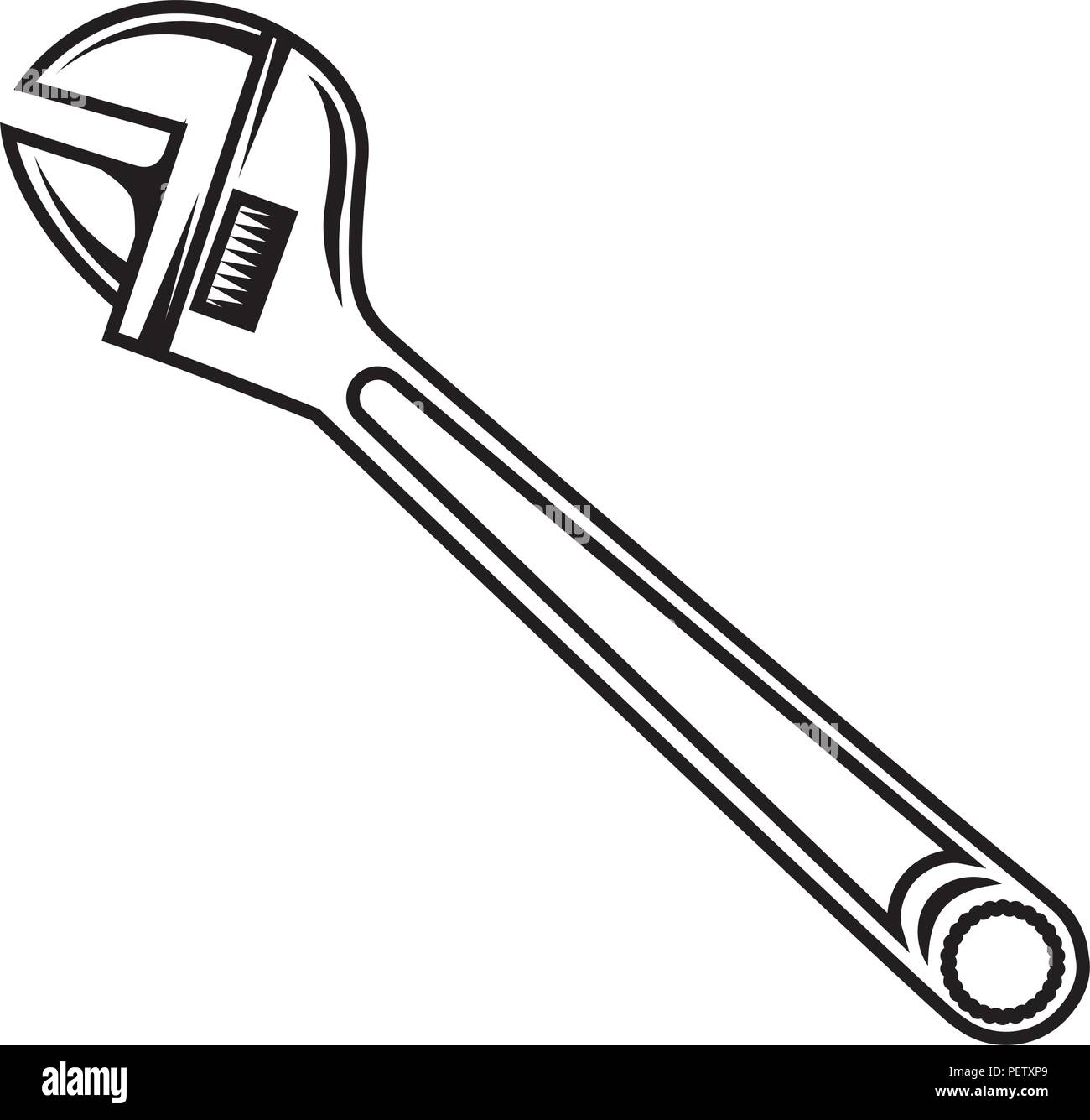 tool repair maintenance industrial adjustable wrench Stock Vector Image