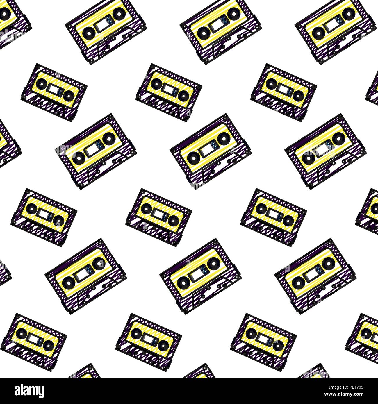 doodle retro cassette stereo audio background Stock Vector Image & Art ...