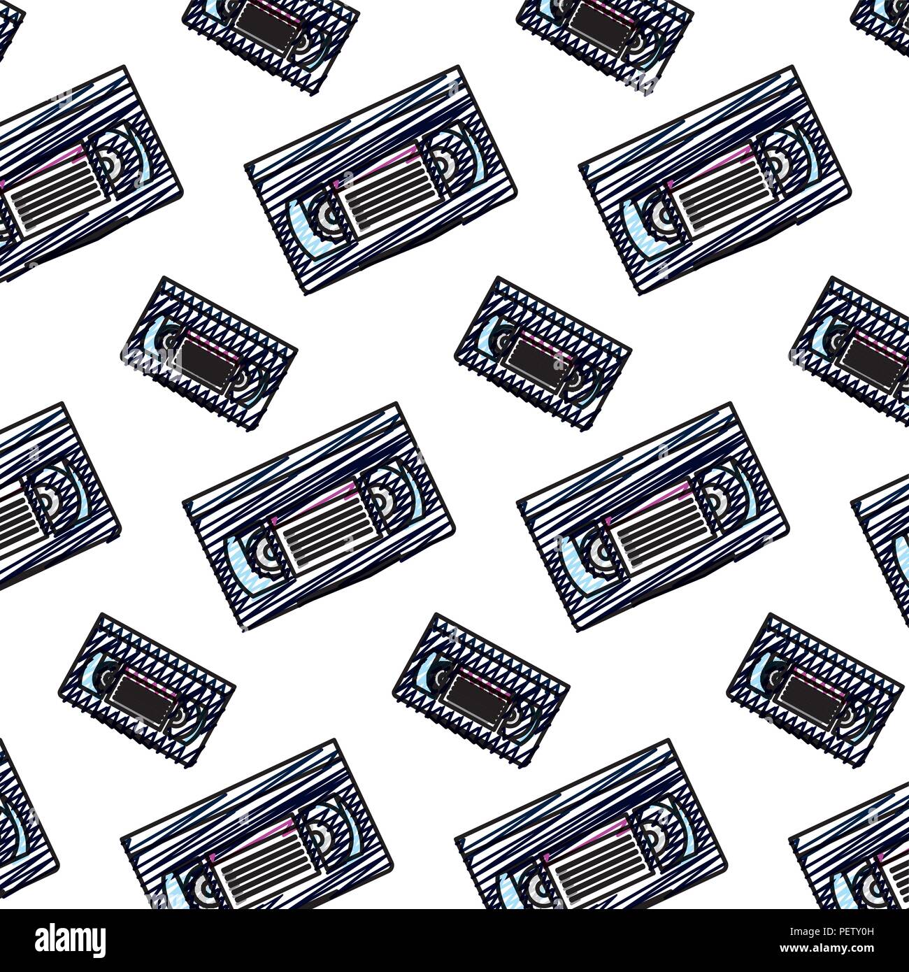 doodle retro tape old cassette background Stock Vector Image & Art - Alamy