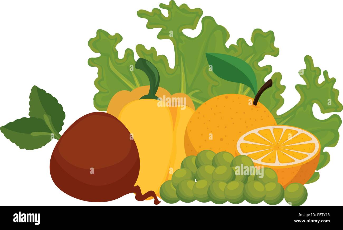 fresh fruits and vegetables vector illustration design Stock Vector ...