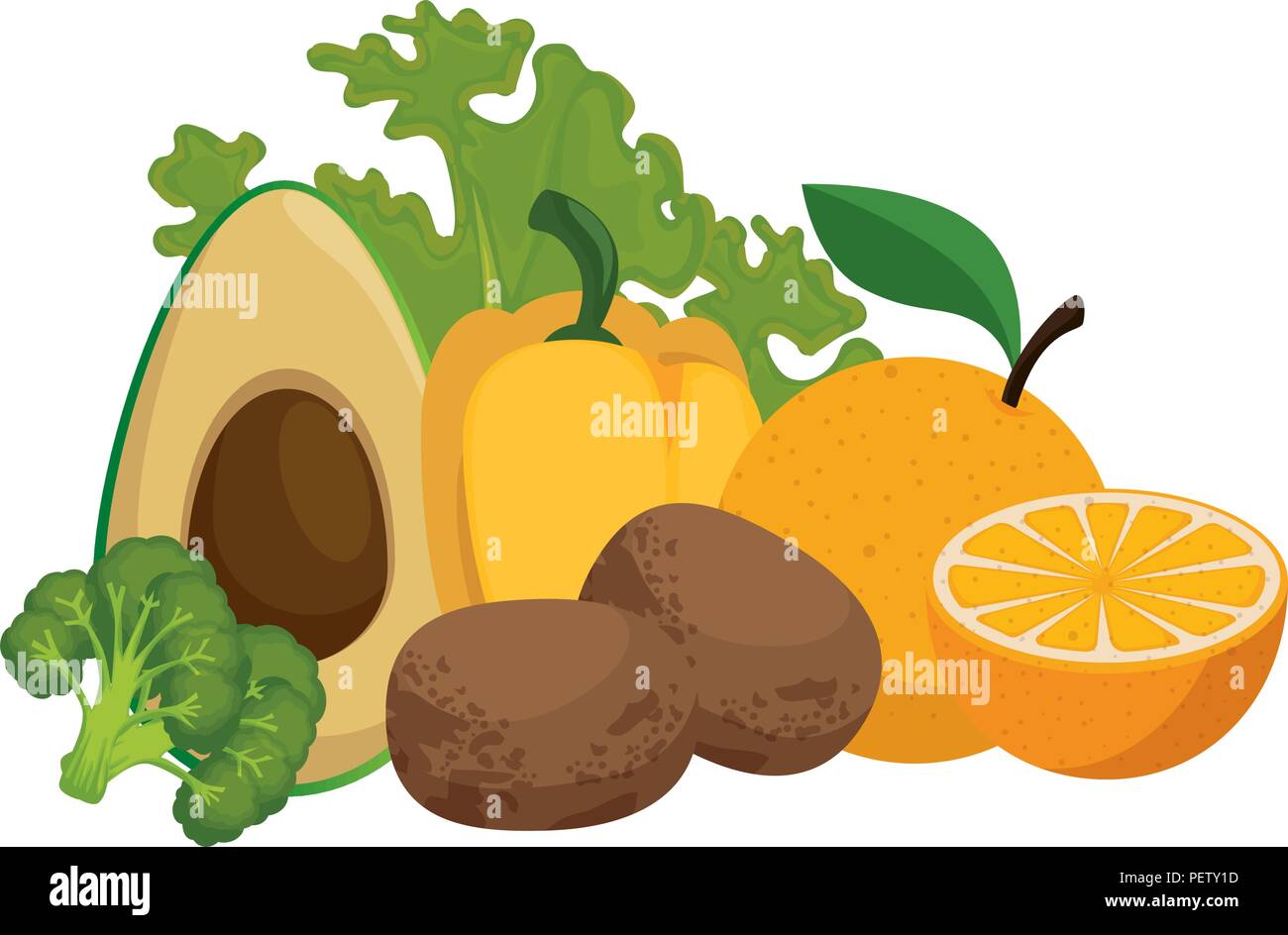 vegetables and food healthy food vector illustration design Stock ...