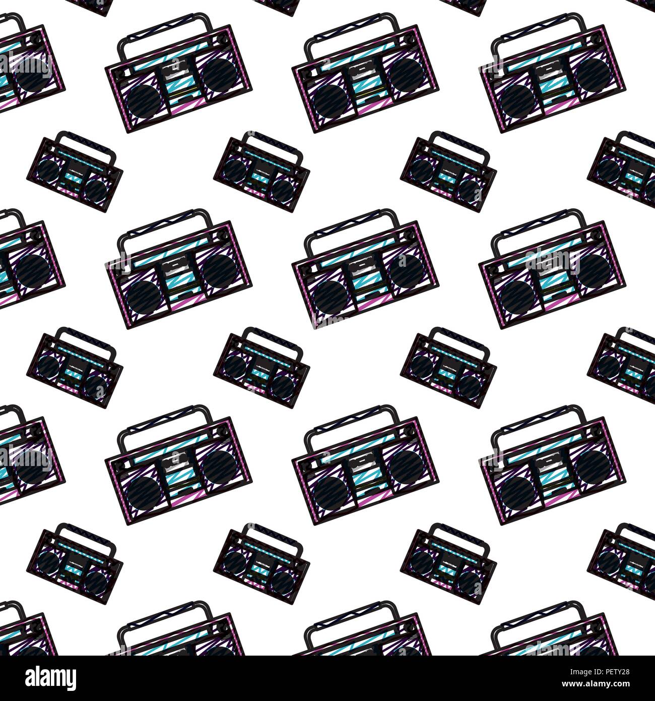 doodle retro radio music object background Stock Vector Image & Art - Alamy