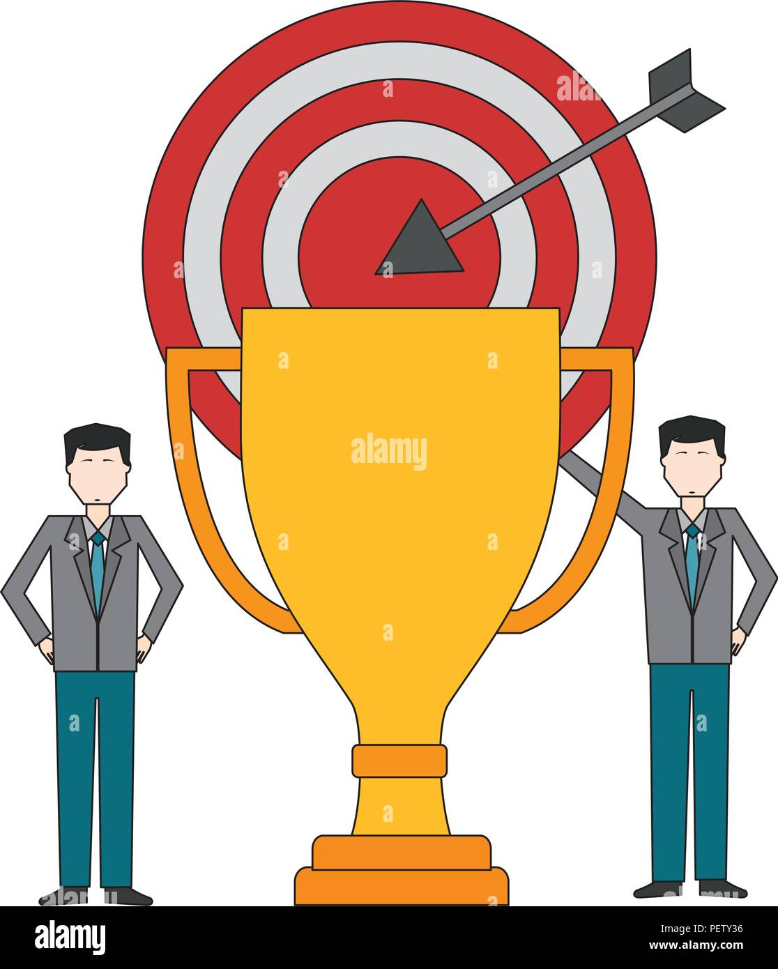 businessmen with trophy award cup and target arrow success Stock Vector ...
