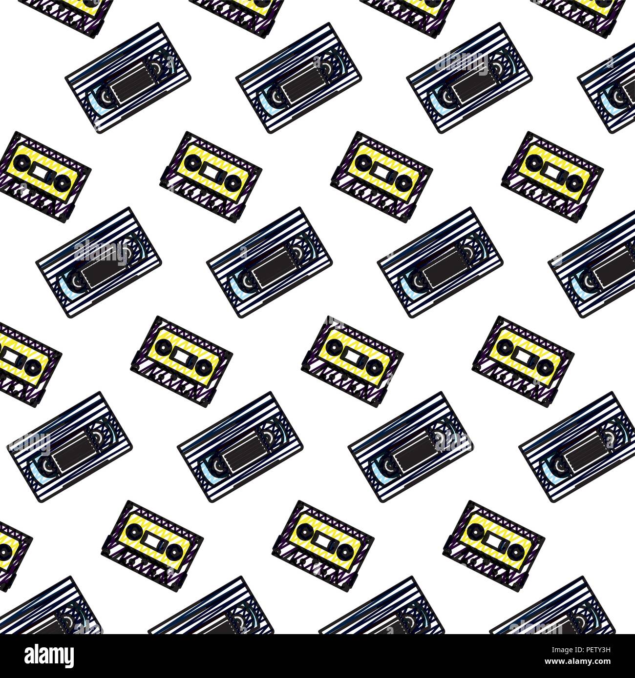 doodle plastic retro tape cassettes background Stock Vector Image & Art ...