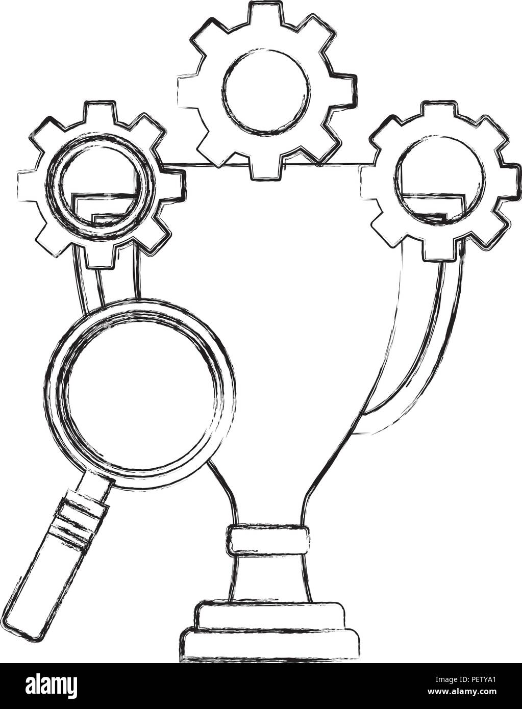 business trophy magnifying glass gears Stock Vector Image & Art - Alamy