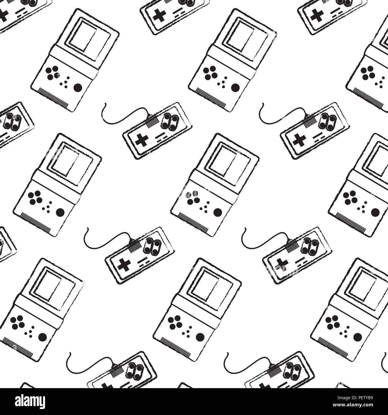 grunge videogame console and hand tetris background Stock Vector Image ...