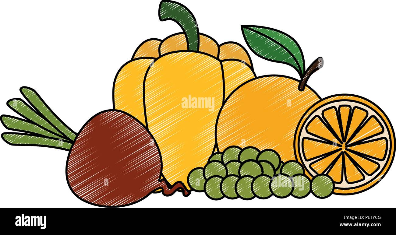 fresh fruits and vegetables vector illustration design Stock Vector ...
