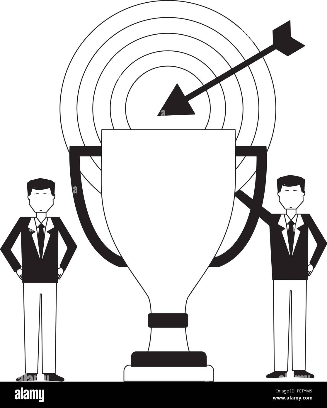businessmen with trophy award cup and target arrow success Stock Vector ...