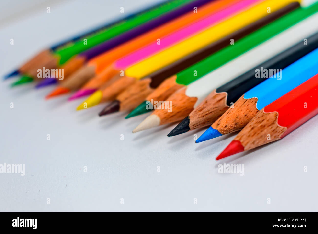 Colored Pencils Writing Utensils Coloring Arranged Stock Photo 2024318933