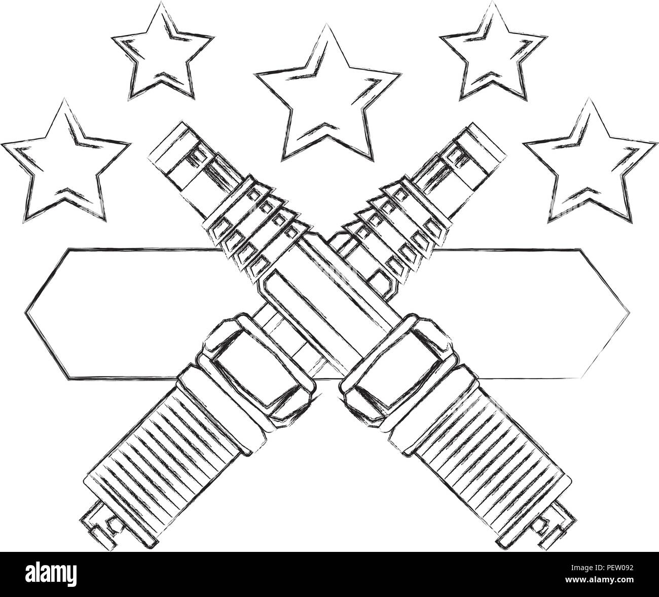 spare parts car industry spark plugs emblem Stock Vector