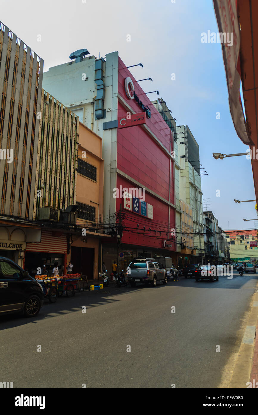 Bangkok, Thailand - March 2, 2017: the traffic in front of Central China World Wangburapa shopping mall in Bangkok Thailand. Stock Photo