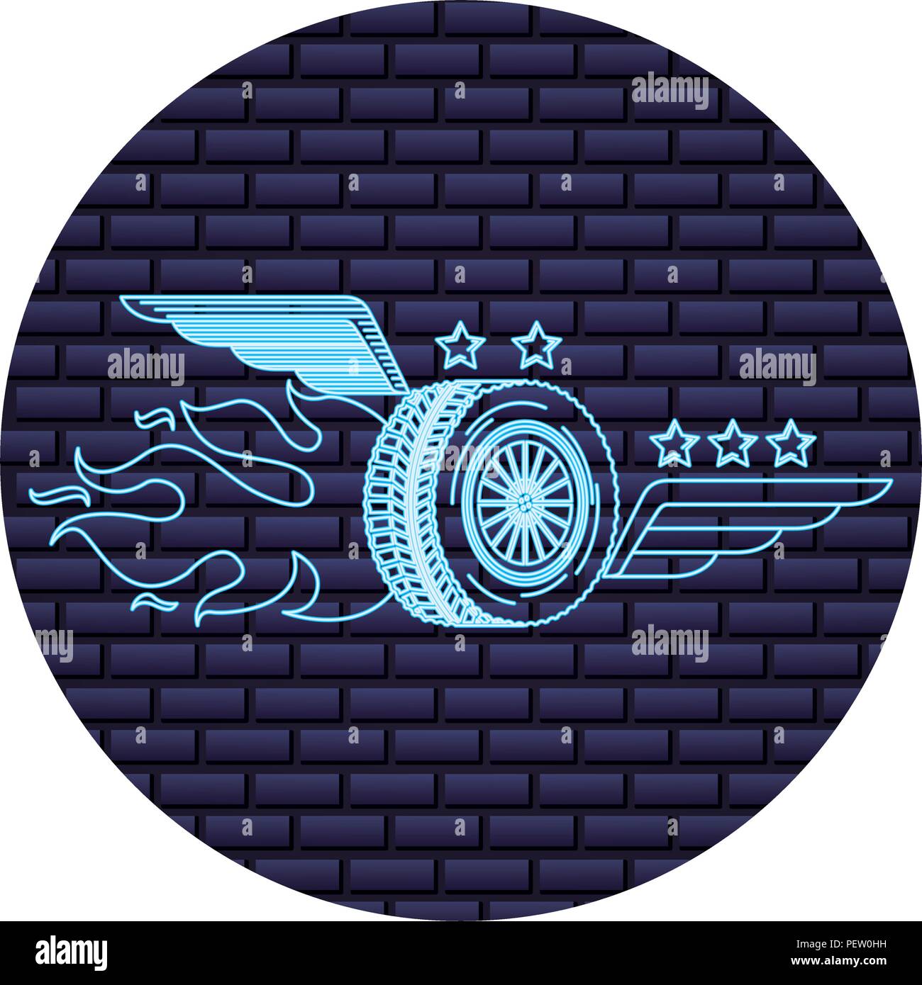 auto service wheel car wings flame fire emblem Stock Vector Image & Art