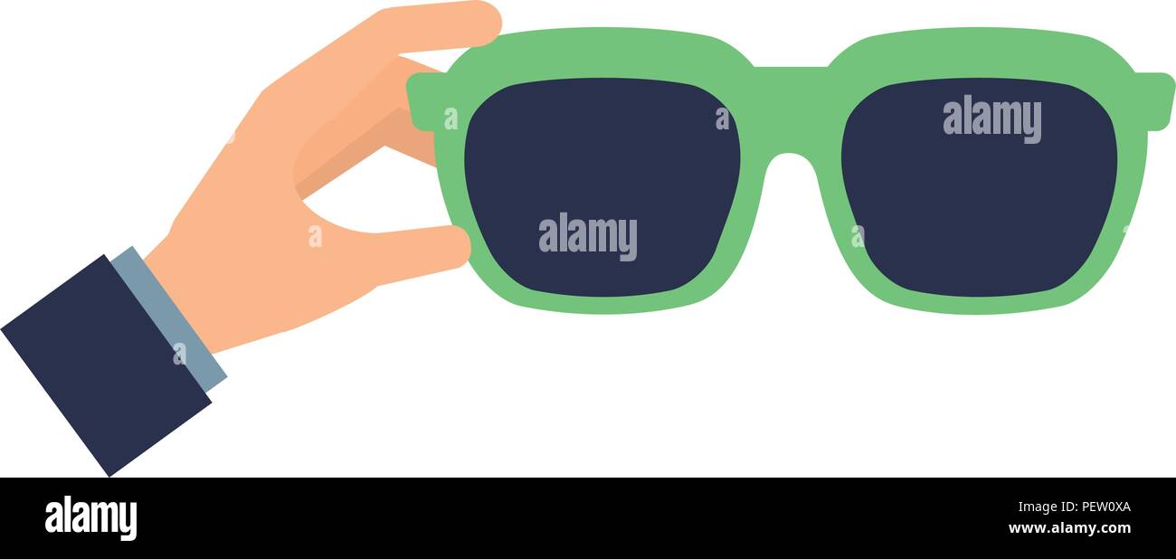 hand with sunglasses summer isolated icon Stock Vector Image & Art - Alamy