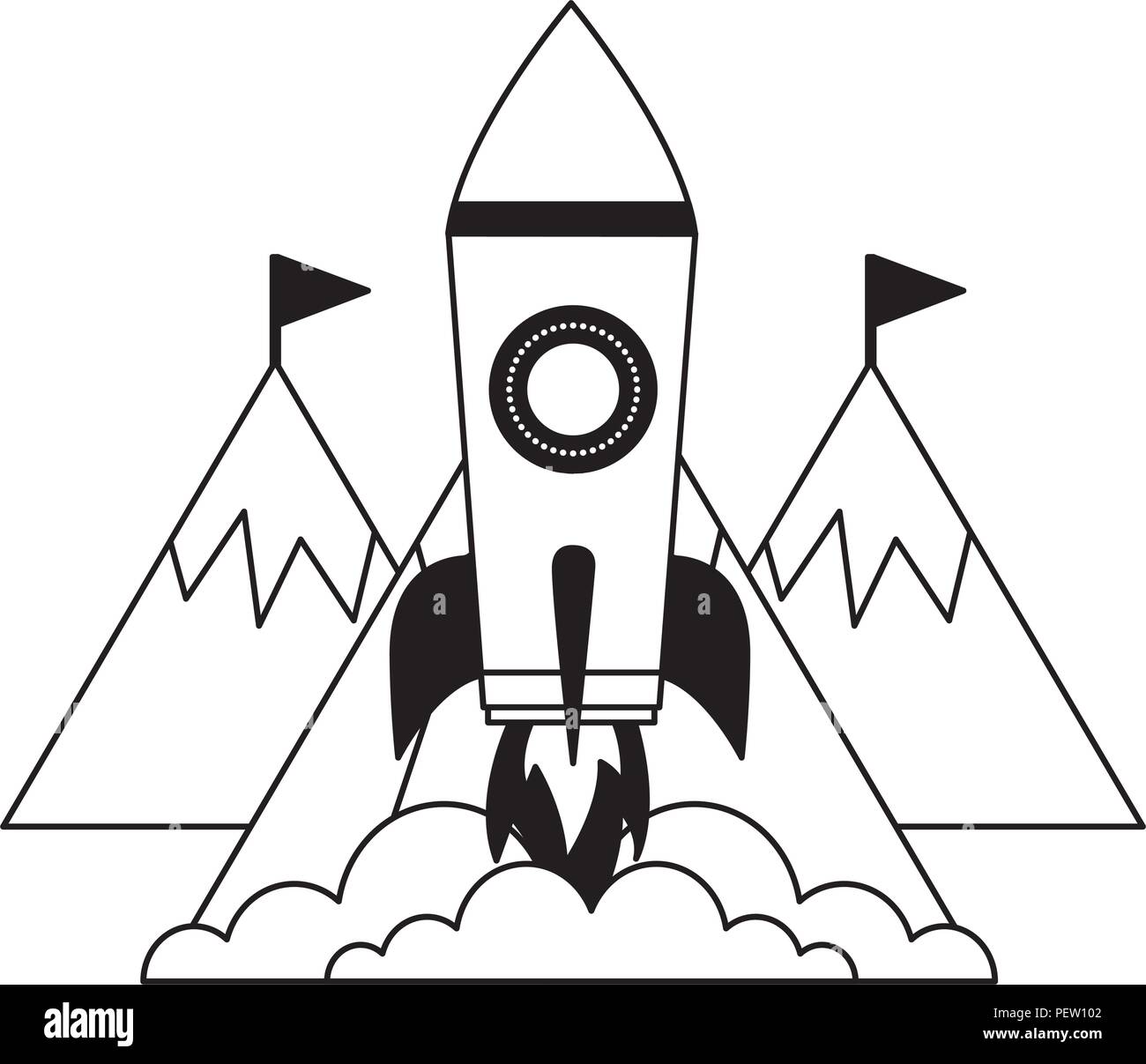 startup rocket with mountains isolated icon Stock Vector Image & Art ...