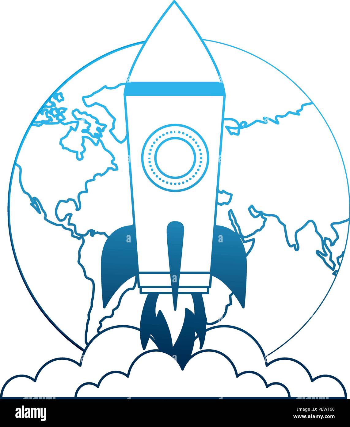 startup rocket with earth planet isolated icon Stock Vector Image & Art ...