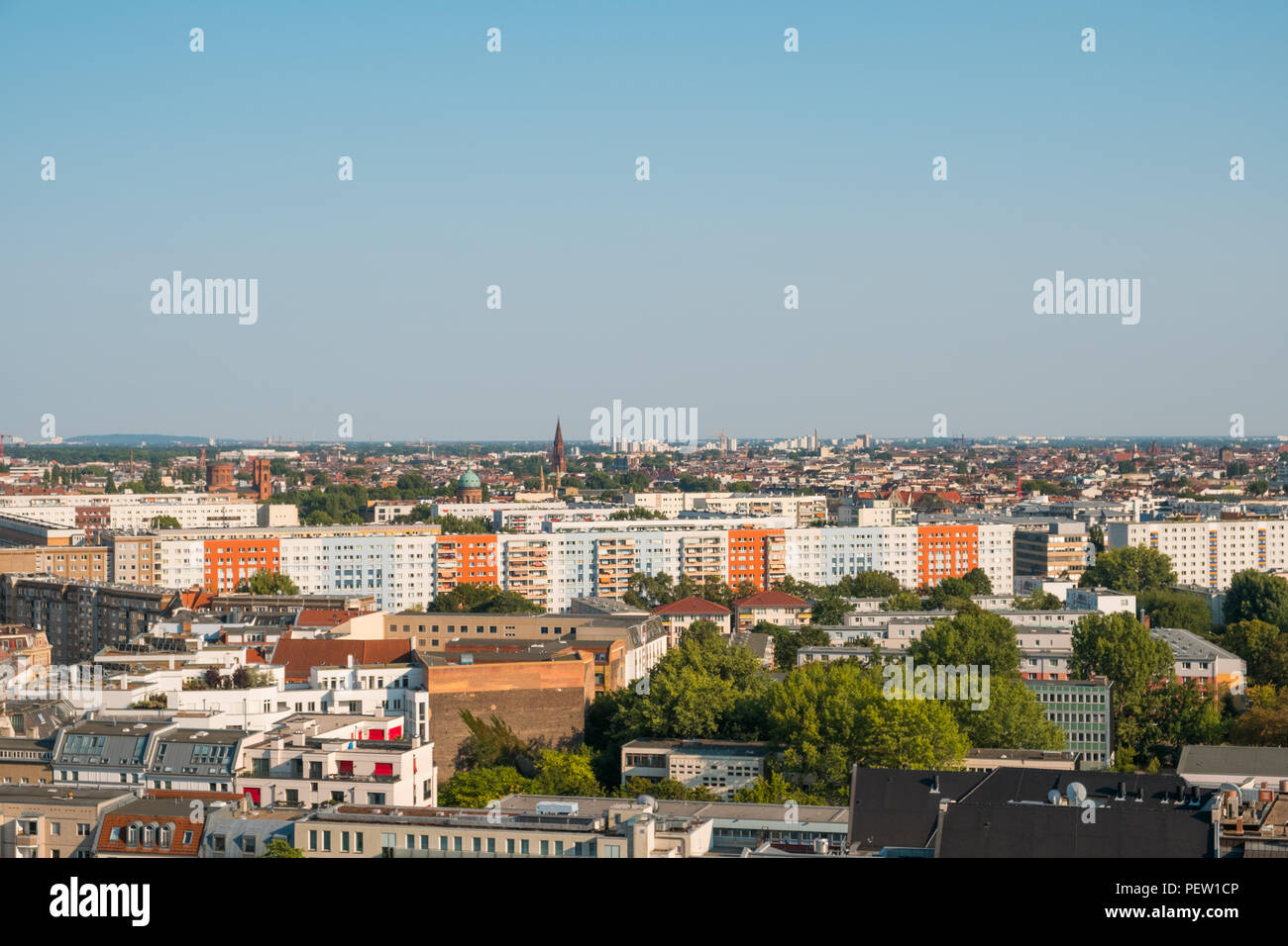 Berlin city skyline - residential buildings and houses  aerial Stock Photo