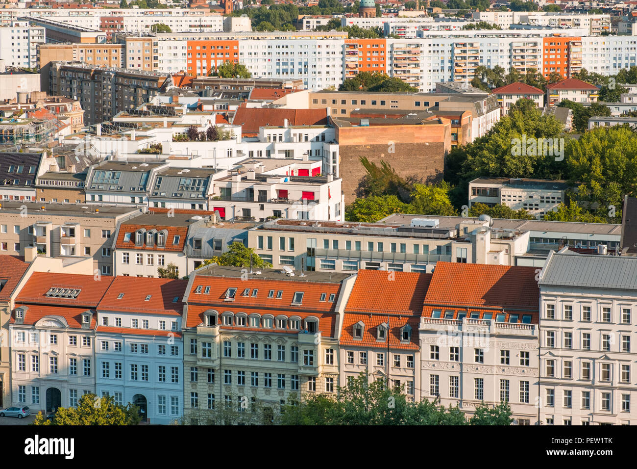 cityscape aerial - roofs of buildings in Berlin city Stock Photo