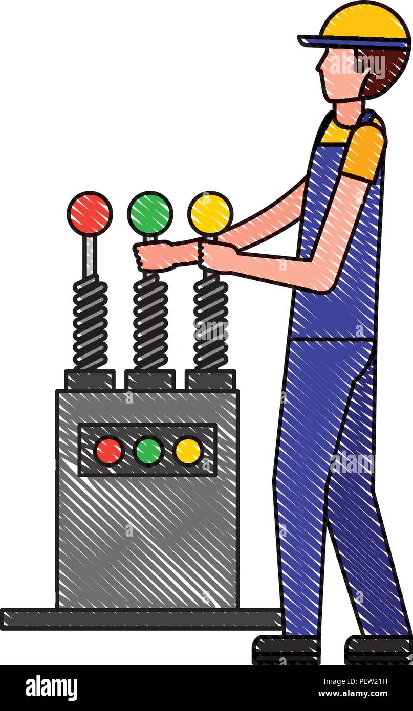 mechanic worker with assembly car machine Stock Vector Image & Art - Alamy