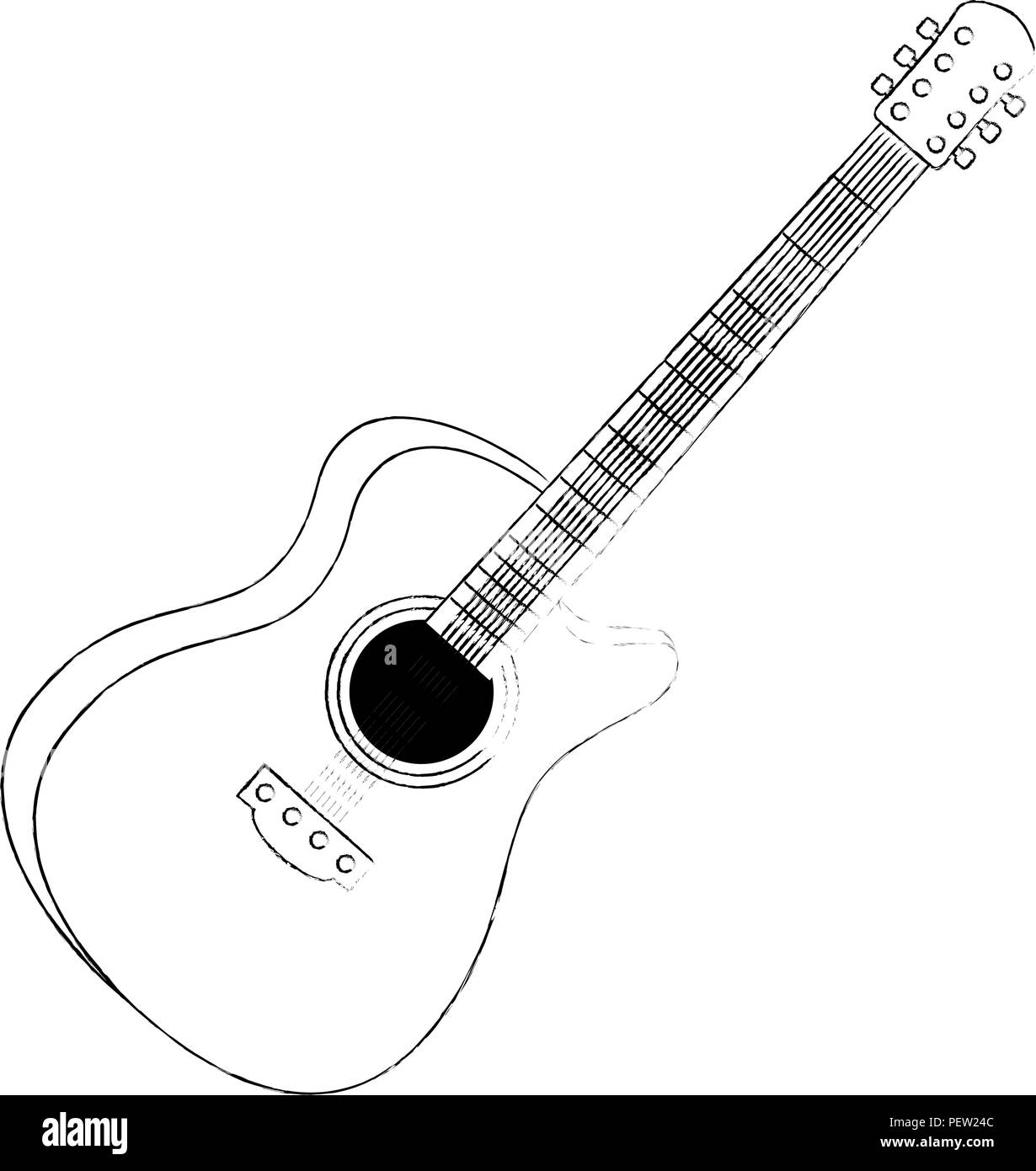 Acoustic Guitar Line Art