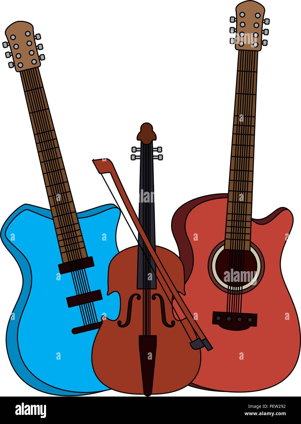 electric guitars and violin instruments vector illustration design ...