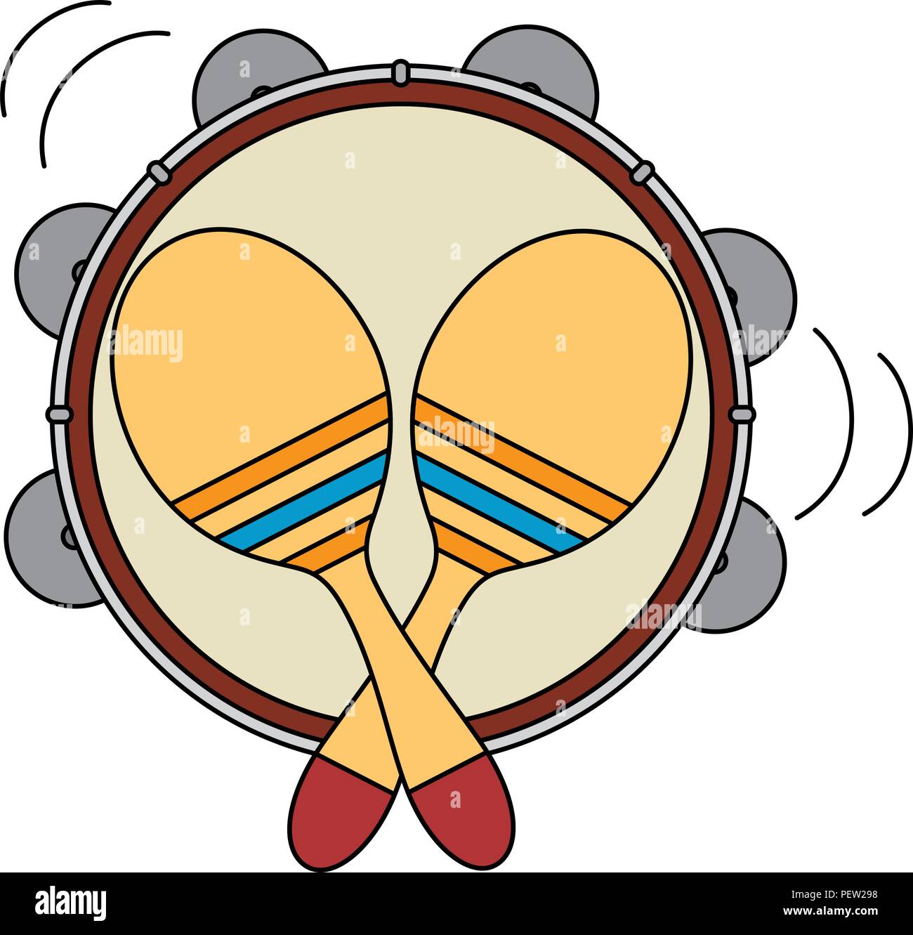 tambourine and maracas musical instruments vector illustration design