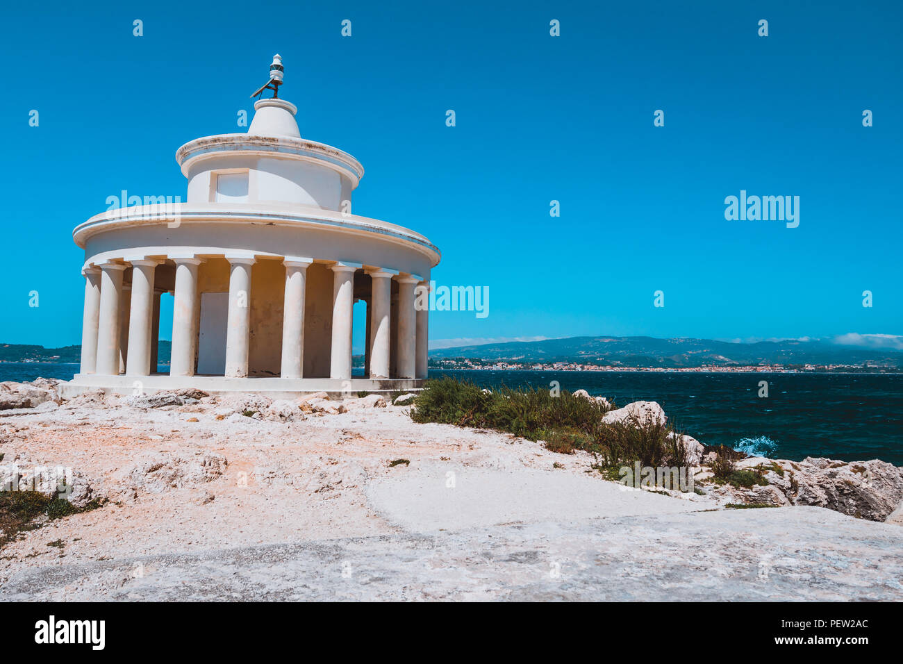 Lighthouse of St. Theodore at Argostoli against clear blu sky. Kefalonia island. Greece Stock Photo
