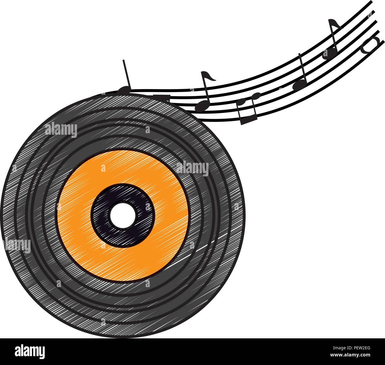 musical partiture notes with vinyl vector illustration design Stock ...