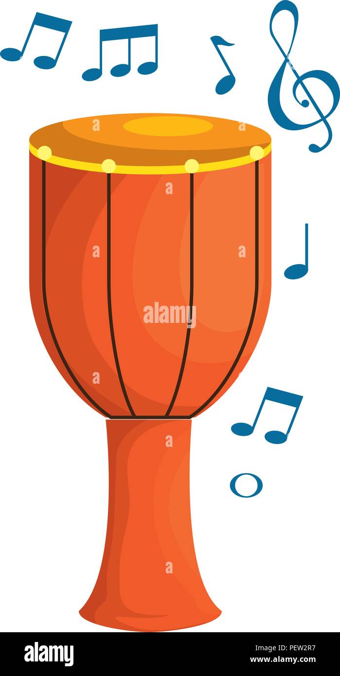 bongo drum with musical notes vector illustration design Stock Vector