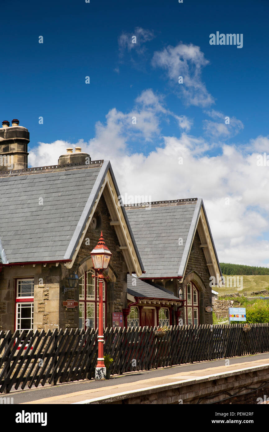 UK, Cumbria, Dentdale, Cowgill, Dent Station on Settle to Carlisle railway line, privately owned holiday rental property Stock Photo