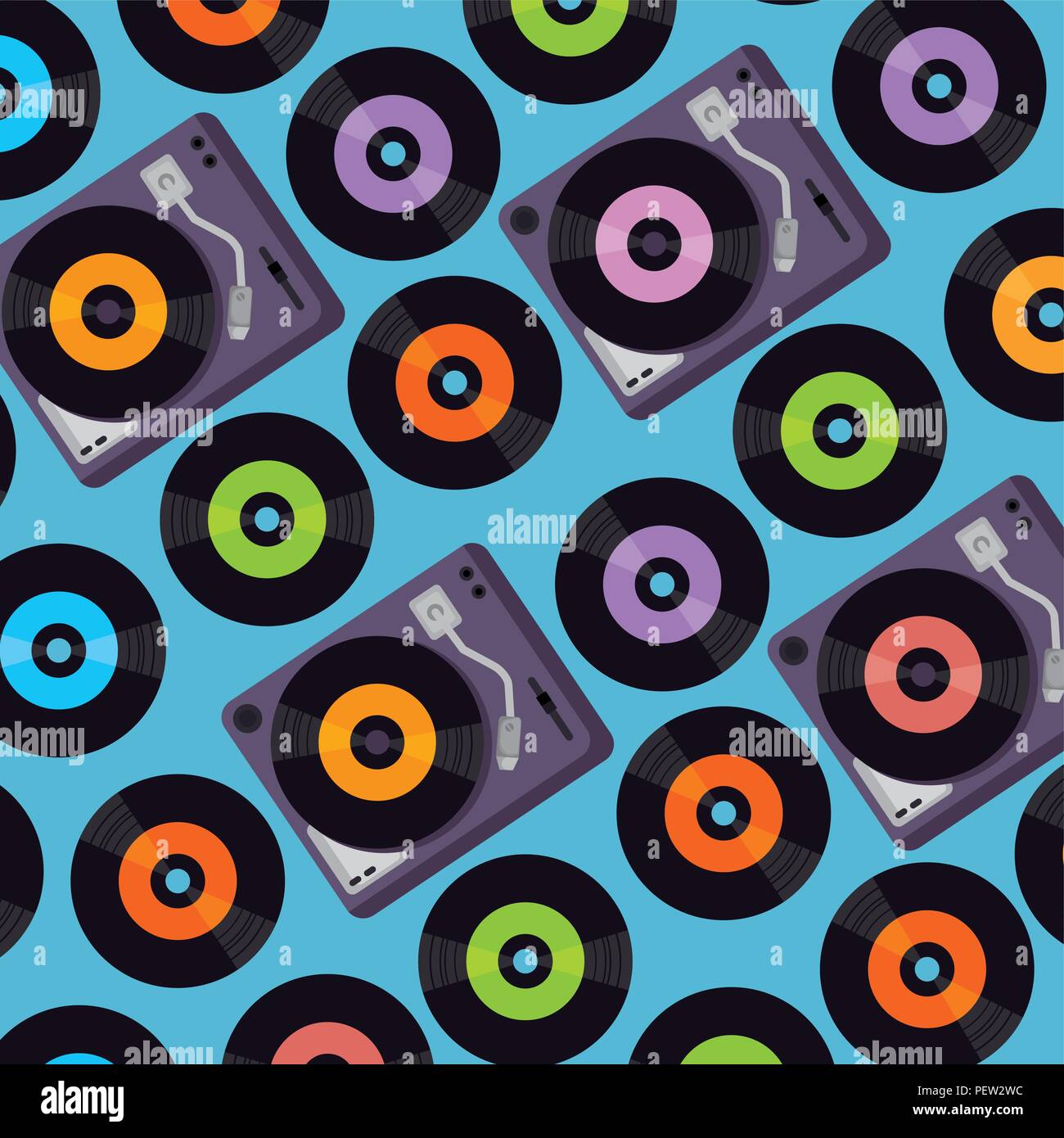 Turn Table Pattern vinyl turntable device pattern background vector illustration design ...