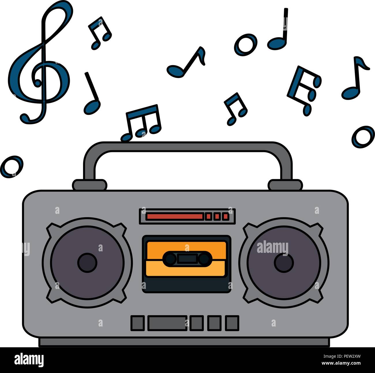 Radio music player with notes vector illustration design stock vector