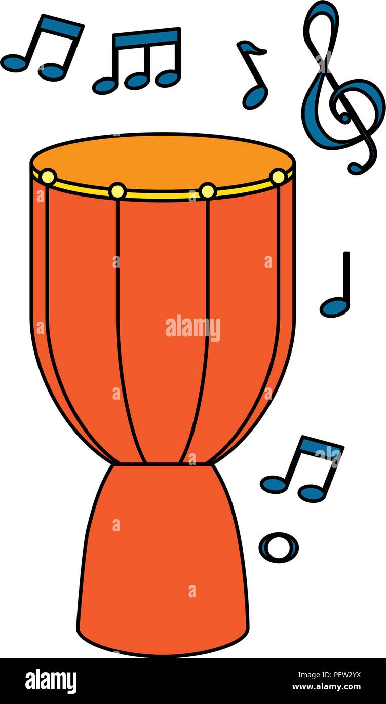 bongo drum with musical notes vector illustration design Stock Vector