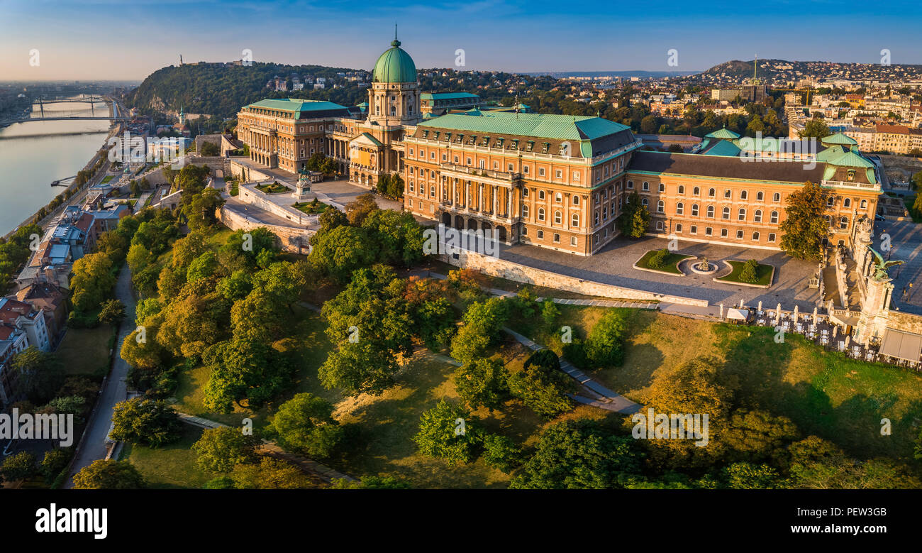 Budapest, Hungary - Aerial panoramic view of the beautiful Buda Castle ...