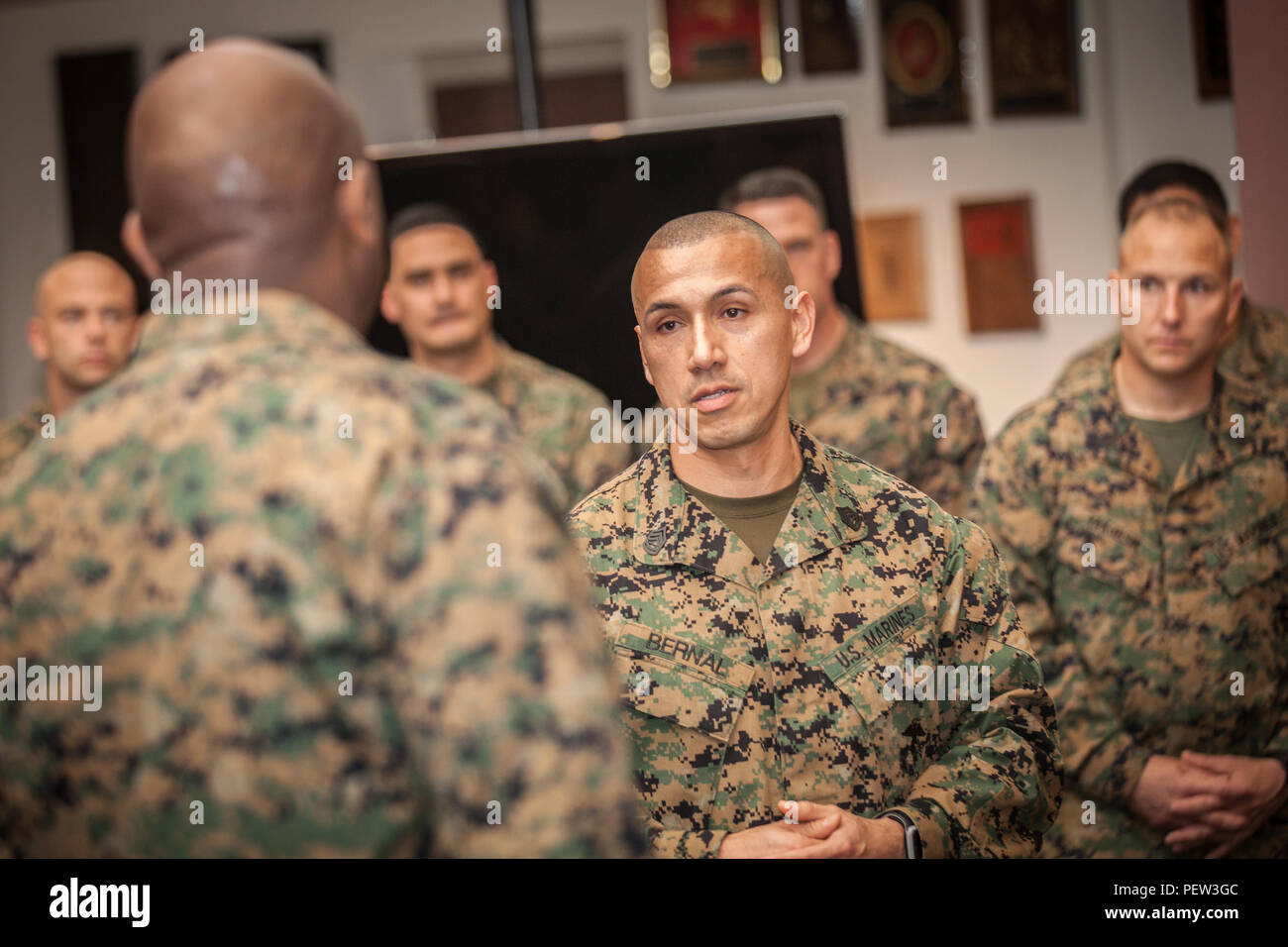 The 18th Sergeant Major of the Marine Corps, Ronald L. Green, speaks to The 18th Sergeant Major of the Marine Corps, Ronald L. Green, speaks to